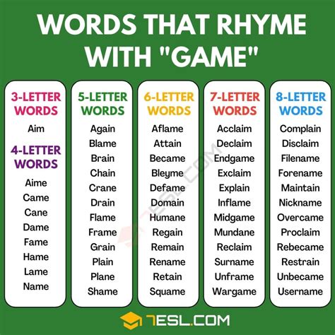 gamble rhyming words